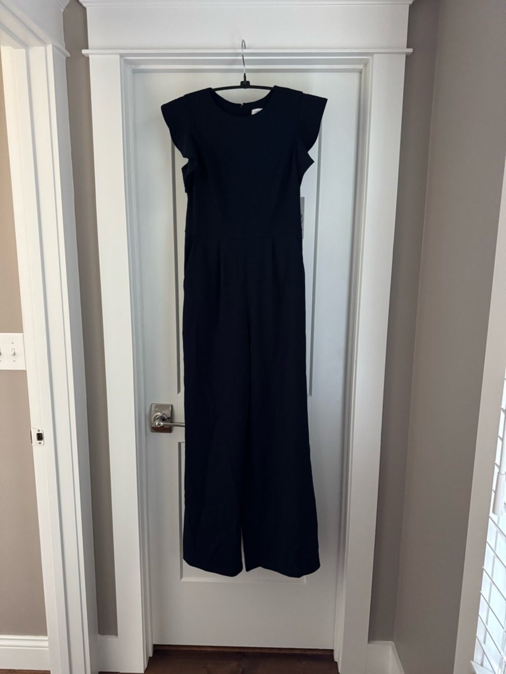 Calvin Klein Women’s Dark Navy Flutter Sleeve Wide-Leg Jumpsuit Size 6
